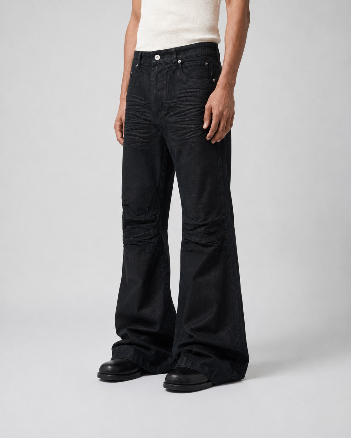 Obsidian Coated Flare Jeans , - Streetwear Jeans - Slick Street