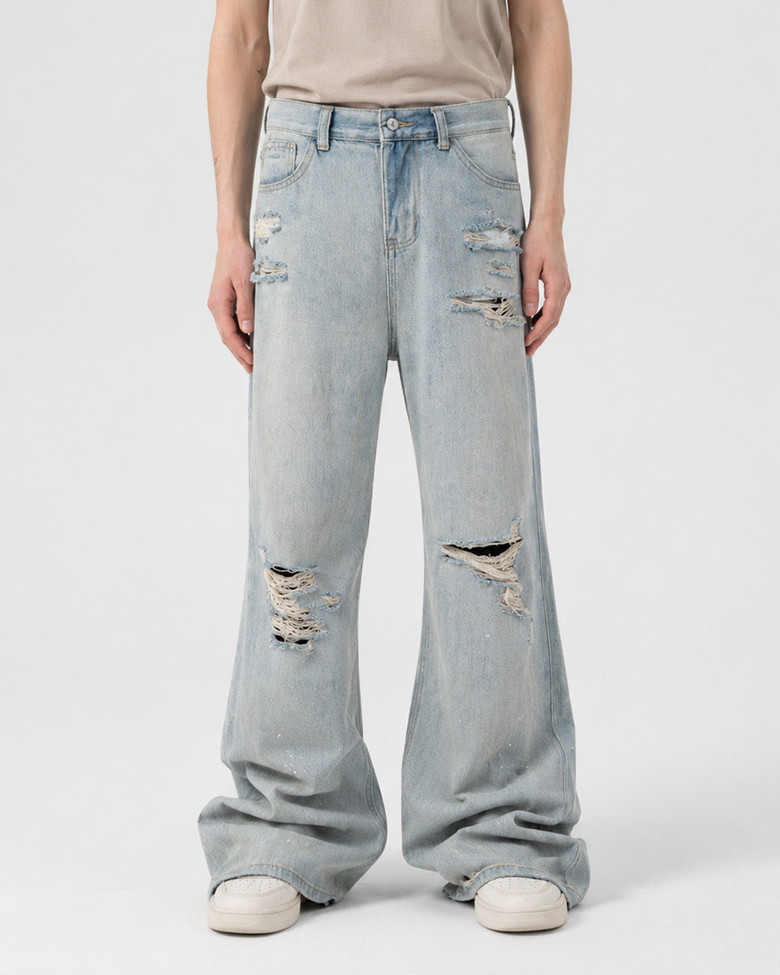 Pale Riot Distressed Flare Jeans