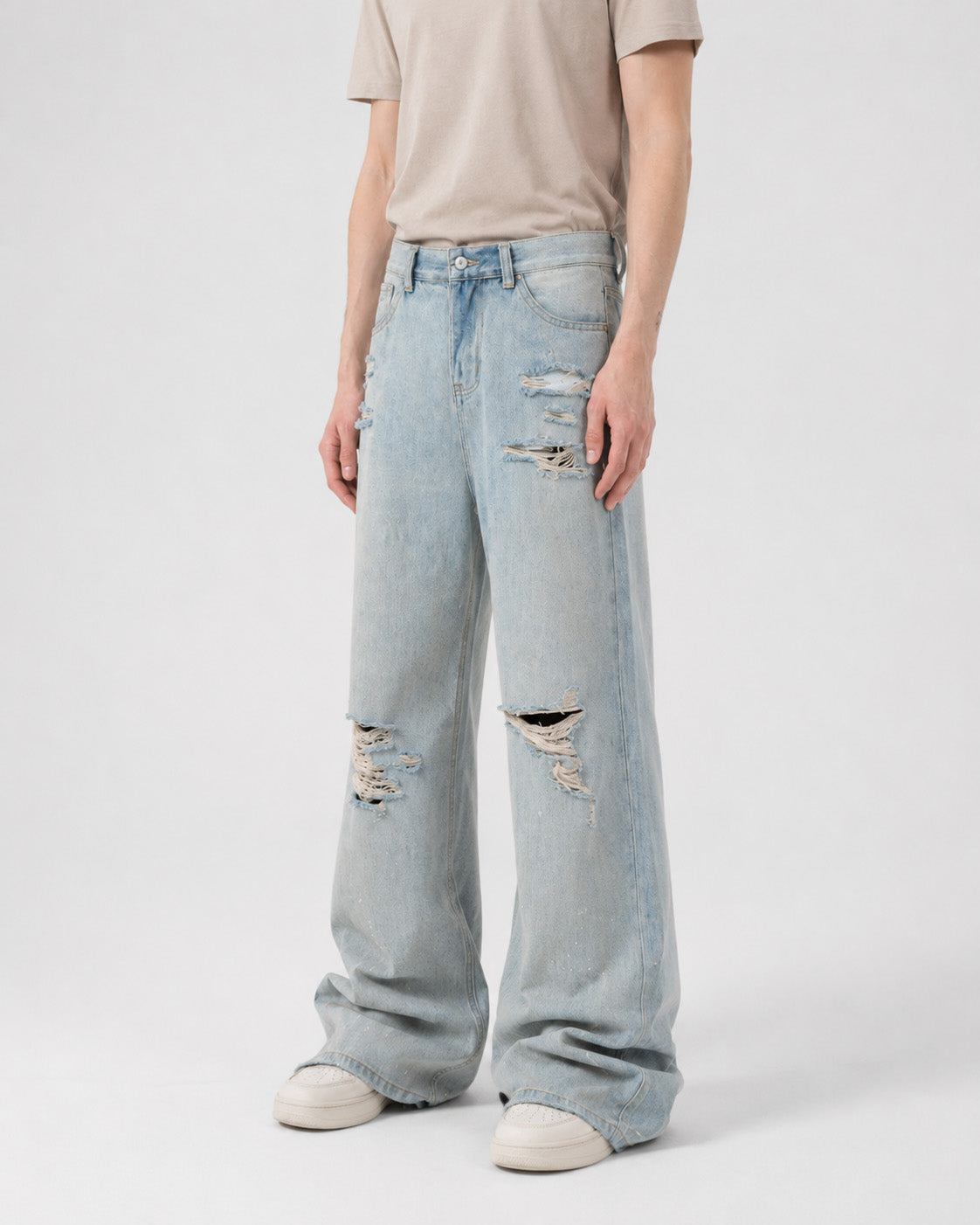 Pale Riot Distressed Flare Jeans