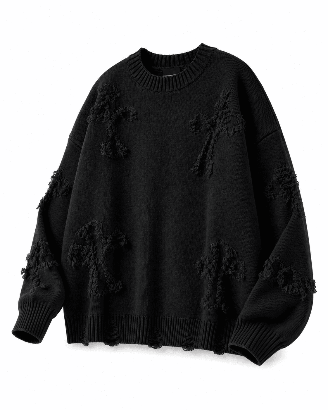 Ripped Y2K Two Shaded Cross Fringed Sweater , - Streetwear Sweater - Slick Street