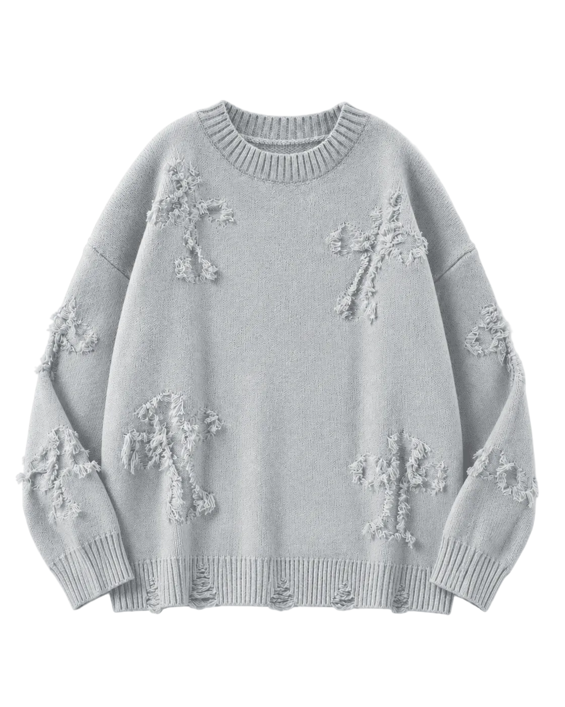 Ripped Y2K Two Shaded Cross Fringed Sweater – Slick Street