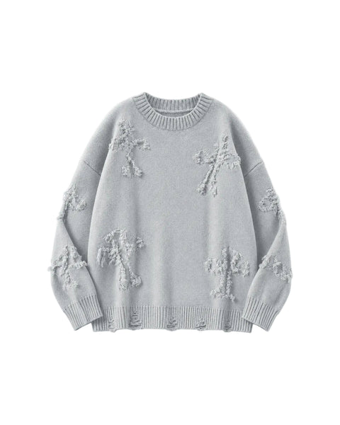 Ripped Y2K Two Shaded Cross Fringed Sweater – Slick Street