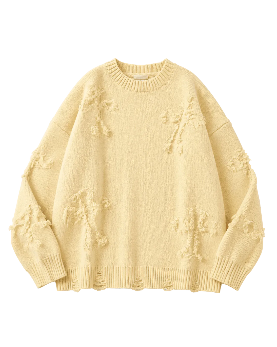 Ripped Y2K Two Shaded Cross Fringed Sweater , - Streetwear Sweater - Slick Street