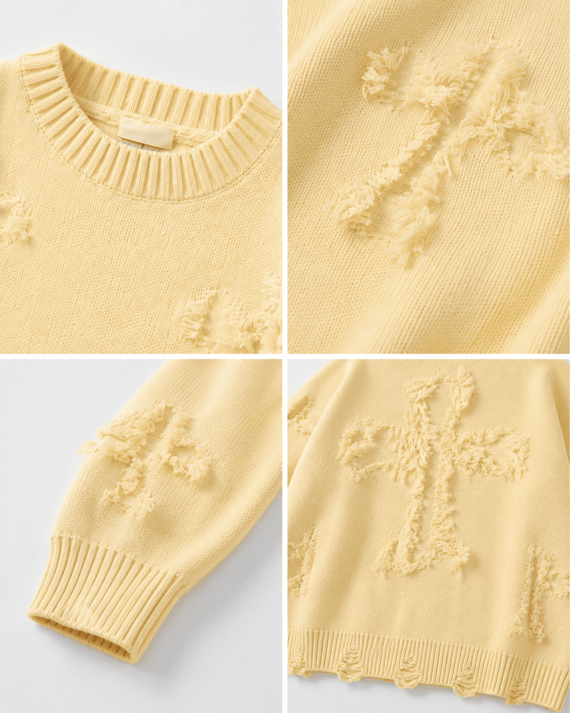 Ripped Y2K Two Shaded Cross Fringed Sweater , - Streetwear Sweater - Slick Street