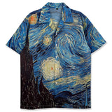 Vintage The Starry Night Graphic Shirt Blue, M - Streetwear Shirt - Slick Street