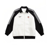 Color Block Striped Sports Jacket Black, M - Streetwear Jacket - Slick Street