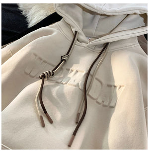 Drawstring Wednesday Embossed Letters Hoodie ,  - Streetwear Hoodie - Slick Street