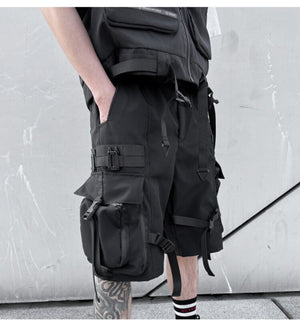 Techwear Streetwear Ribbons Baggy Shorts ,  - Streetwear Shorts - Slick Street