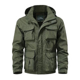 Detachable 'V23' Hooded Ski Jacket Green, XS - Streetwear - Slick Street