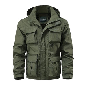 Detachable 'V23' Hooded Ski Jacket Green, XS - Streetwear - Slick Street