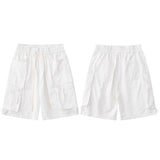 Cargo Track Multi Pockets Shorts White, S - Streetwear Shorts - Slick Street