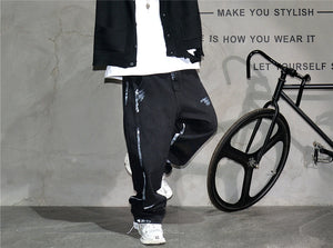 Ebony Black Splash Paint Style Pants , - Streetwear Pants - Slick Street