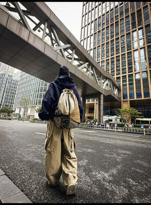 Two Tone Drawstring Backpack , - Streetwear Bag - Slick Street