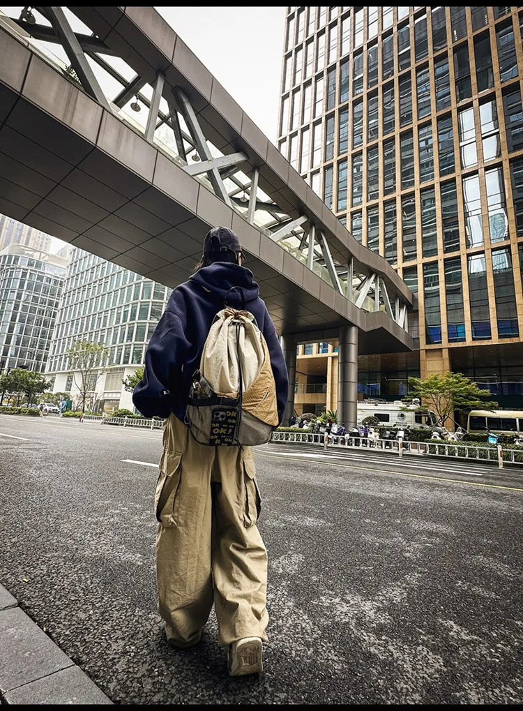 Two Tone Drawstring Backpack , - Streetwear Bag - Slick Street