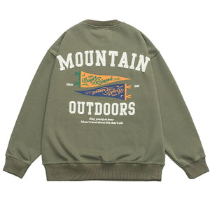 Adventure Mountain Outdoor Pullover Sweatshirt Green, XS - Streetwear - Slick Street