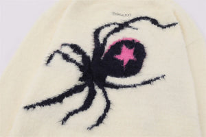 Star Spider Web Knitted Sweater , - Streetwear Sweater - Slick Street