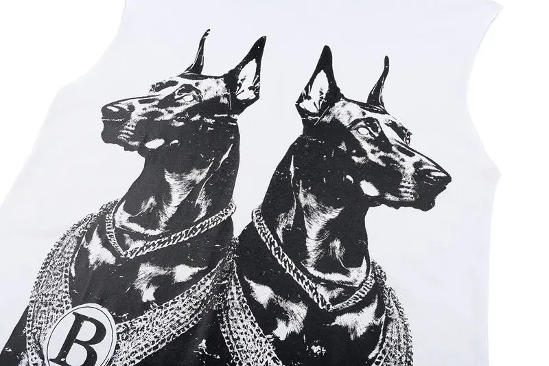 Top Tank Doberman Graphic Sleeveless T-Shirt ,  - Streetwear T-Shirt - Slick Street