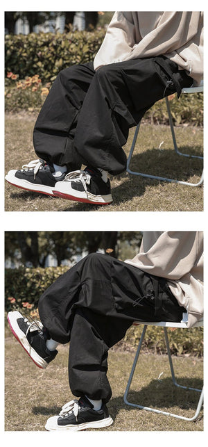 Straight Elastic Ankle Style Baggy Pants ,  - Streetwear Pants - Slick Street