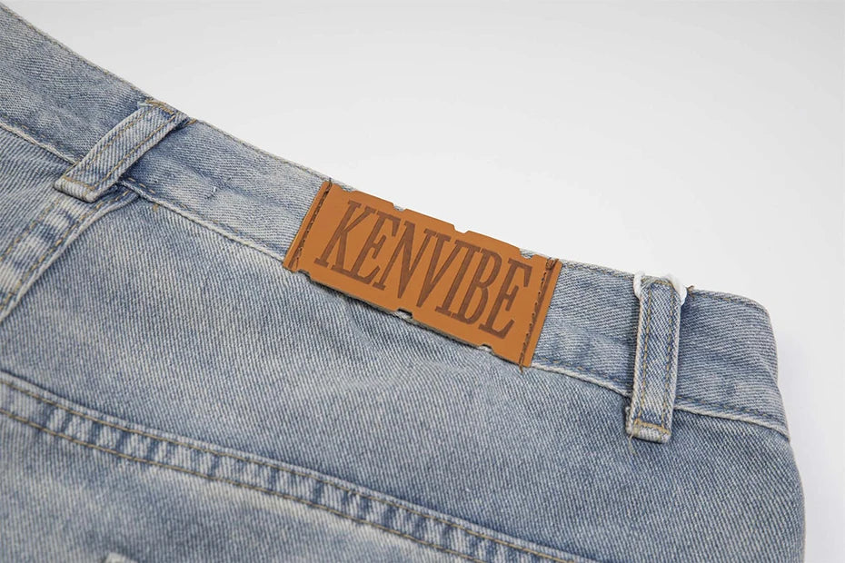 Rhinestone Denim Ripped Shorts , - Streetwear Shorts - Slick Street