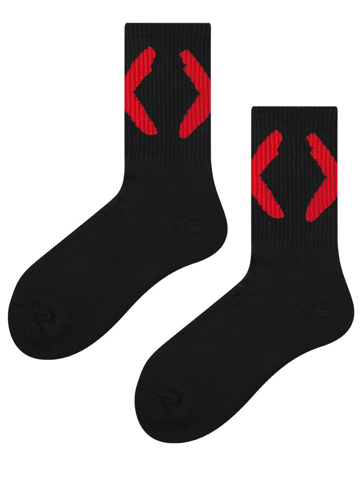 Plain 'X' Mark Socks Black, One Size - Streetwear Socks - Slick Street
