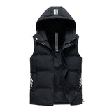 Padded Striped Vest Sleeveless Jacket Black, L - Streetwear Jacket - Slick Street