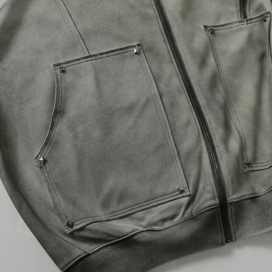 T2 Rivet Zipper Hoodie , - Streetwear Hoodie - Slick Street