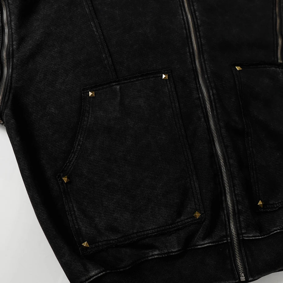 T2 Rivet Zipper Hoodie , - Streetwear Hoodie - Slick Street