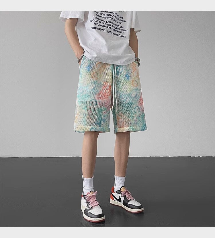 X-Color Tie-dye Mesh Shorts ,  - Streetwear Shorts - Slick Street