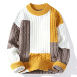 Chunky Twist Color Block Sweater Yellow, XS - Streetwear Sweater - Slick Street
