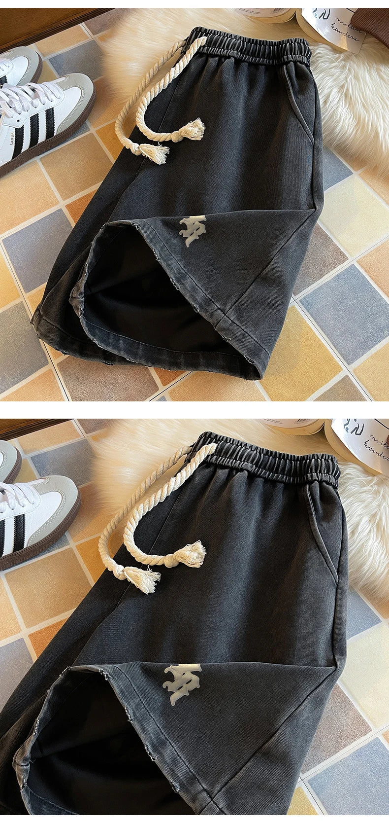 Gothic Washed Knee Length Shorts ,  - Streetwear Shorts - Slick Street