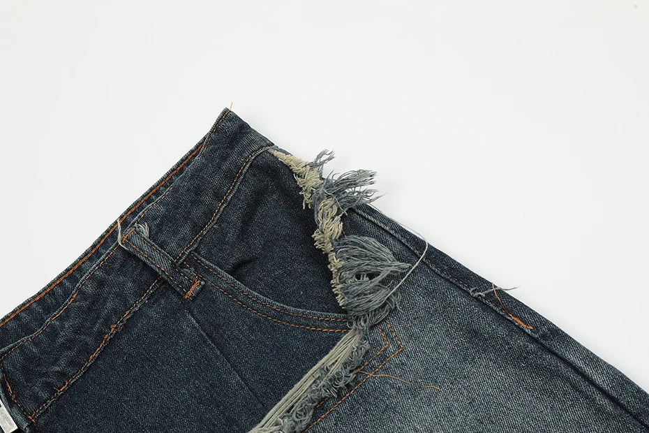 Blue Denim Tassel Star Shorts , - Streetwear Shorts - Slick Street