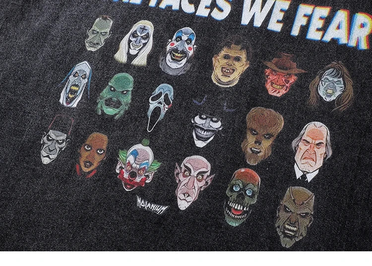 The Faces We Fear Dusty Color O-Neck T-Shirt , - Streetwear T-Shirts - Slick Street
