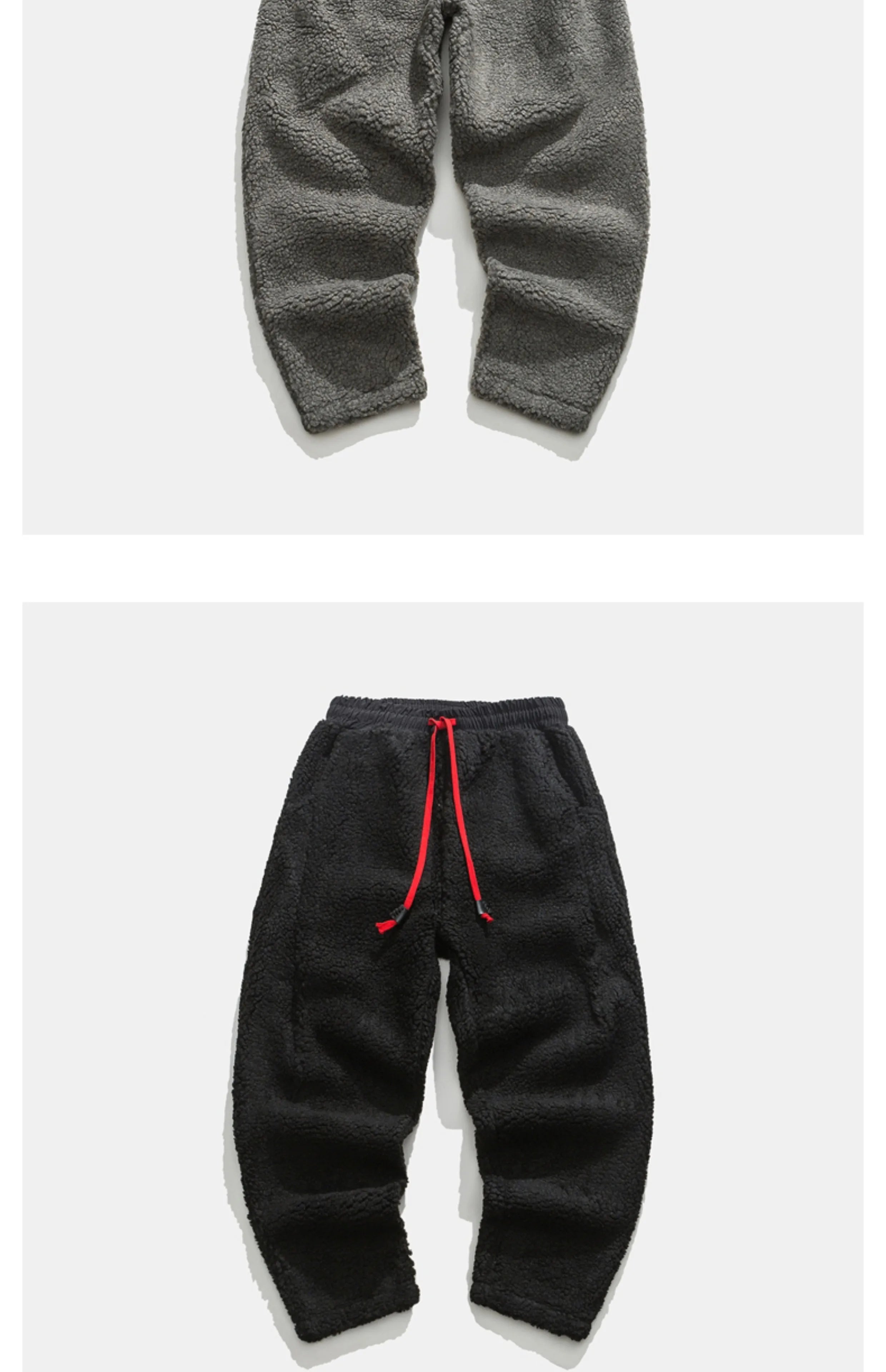 Solid Color Drawstring Fleece Pants , - Streetwear Pant - Slick Street