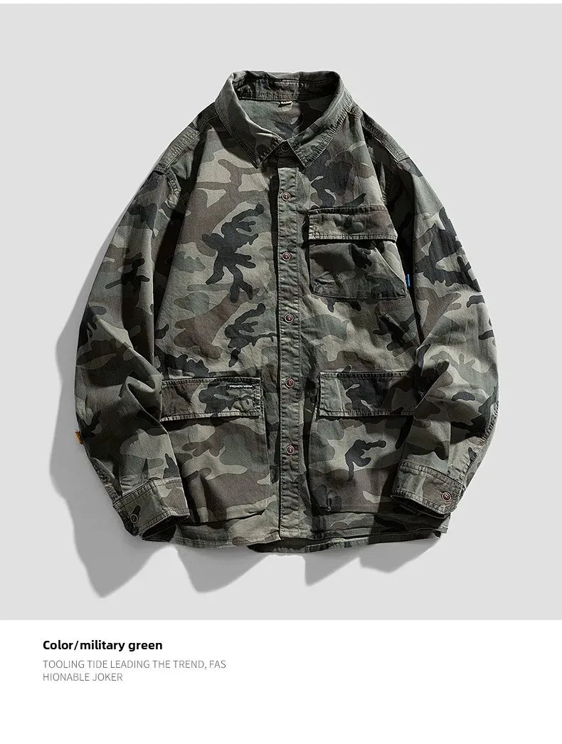 Camouflage Cotton Overshirt , - Streetwear Jackets - Slick Street