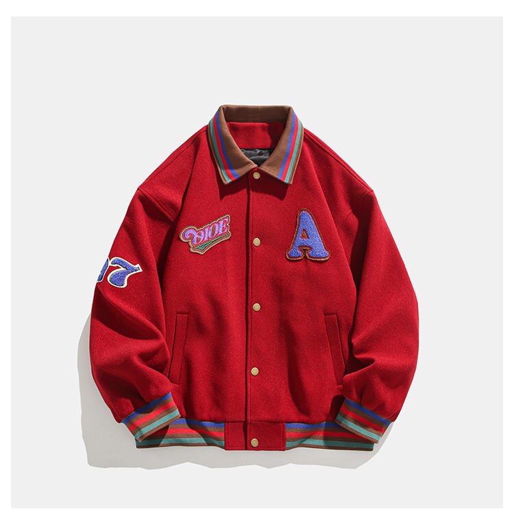 97 Number Baseball Slim Fit Bomber Jacket Red, XS - Streetwear Jacket - Slick Street