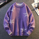 Pentagram Star Shaped Knitted Sweater Purple, XS - Streetwear Sweater - Slick Street