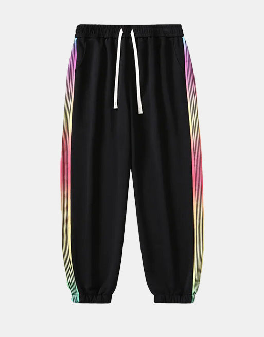 Rainbow Color Stripe Jogger Pants ,  - Streetwear Pants - Slick Street