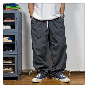 Straight Cut Nylon Loose Joggers , - Streetwear Pants - Slick Street