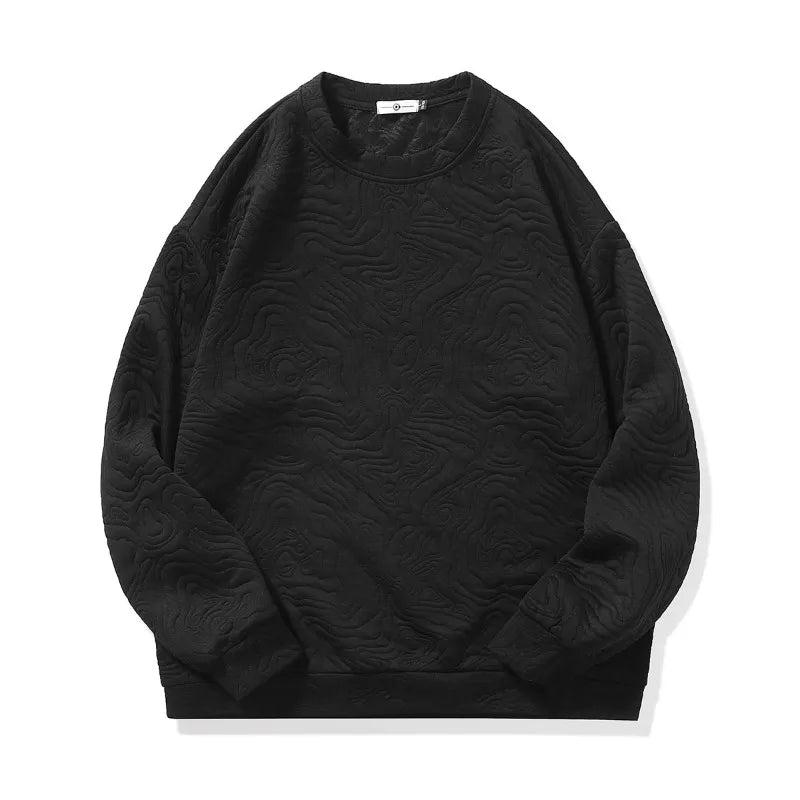 Three-dimensional Texture Crewneck Sweatshirt , - Streetwear Sweatshirts - Slick Street