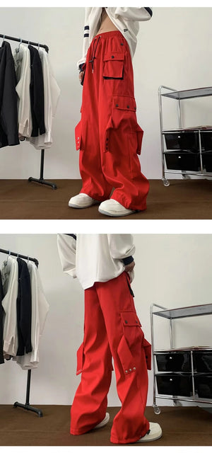 Multi Pockets Button-Up Streetwear Pants , - Streetwear Pants - Slick Street