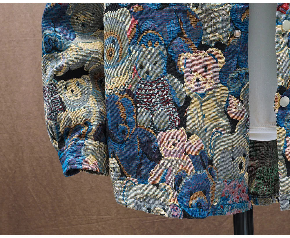 Teddy Bear Jacquard Jacket , - Streetwear Jackets - Slick Street