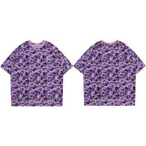 Snappy Crocodile Star Camouflage Design T-Shirt Purple, S - Streetwear T-Shirts - Slick Street