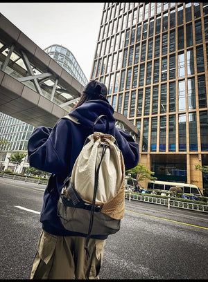 Two Tone Drawstring Backpack , - Streetwear Bag - Slick Street