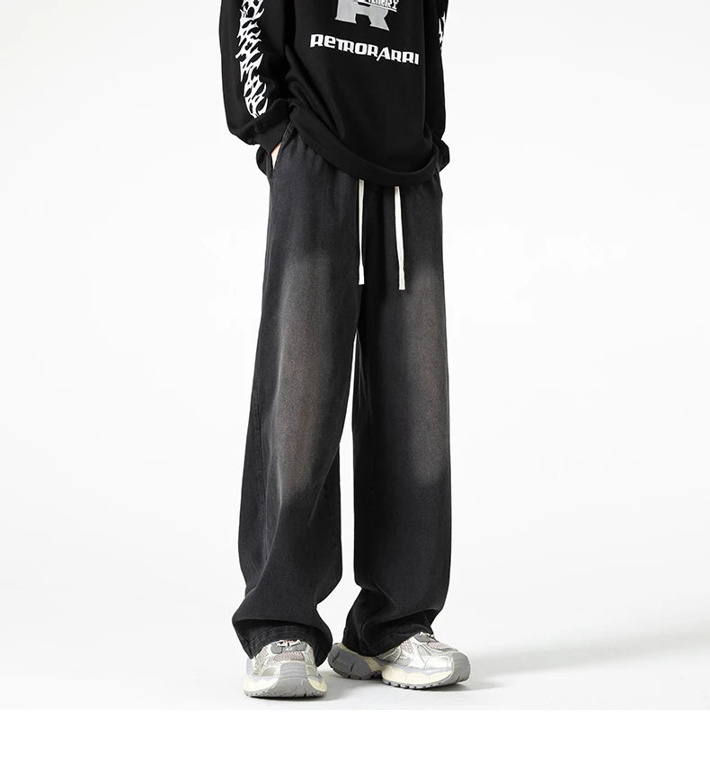 Straight Legs Side Coil Button Pants , - Streetwear Jeans - Slick Street