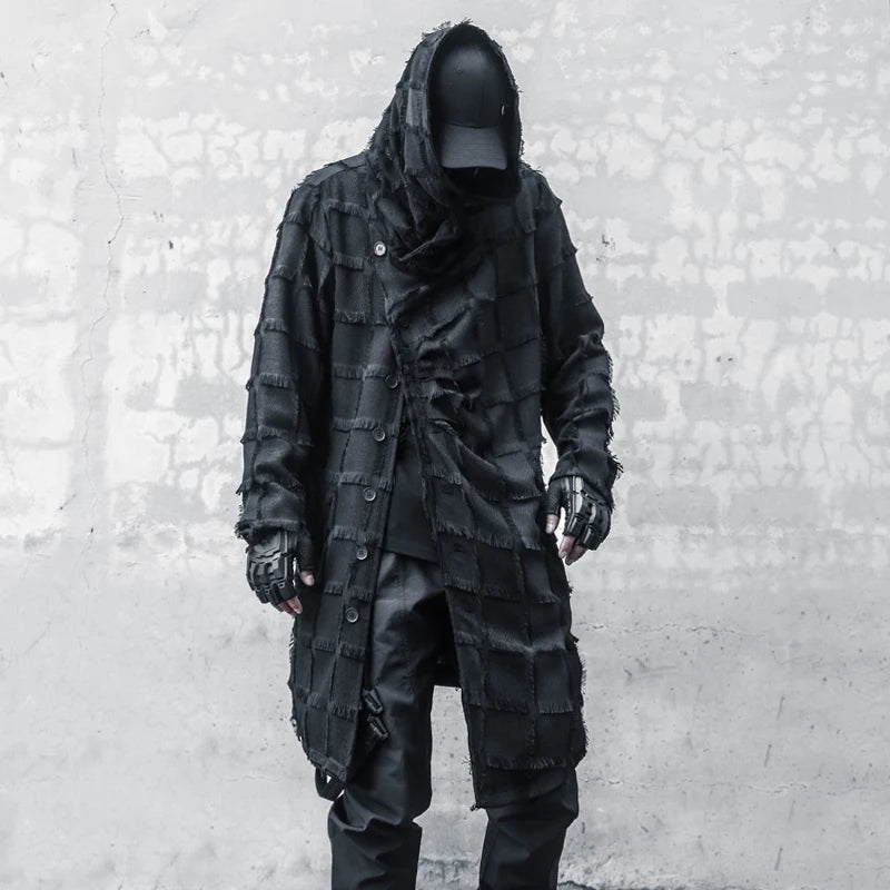 Mist Black Turtleneck Gothic Coat , - Streetwear Coat - Slick Street