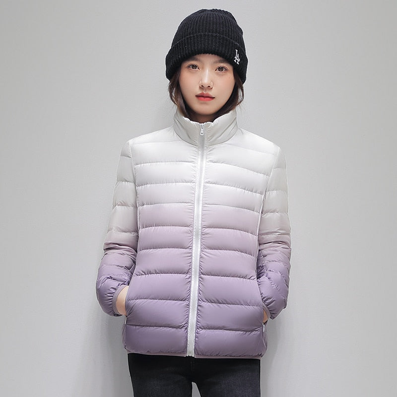 Duplex Ombre Ultra Light Puffer Jacket Purple, S - Streetwear Jacket - Slick Street