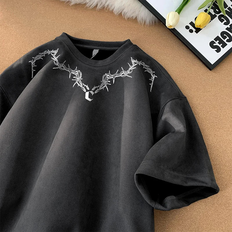 Spine Thorns Crew Neck T-Shirt Black, XS - Streetwear T-Shirts - Slick Street