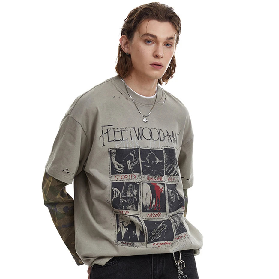 Fleetwood Mac Camo Long Sleeve T-Shirt , - Streetwear T-Shirt - Slick Street