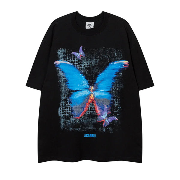 MATTER Blurry Butterfly Loose-Fit T-Shirt Black, M - Streetwear T-Shirt - Slick Street