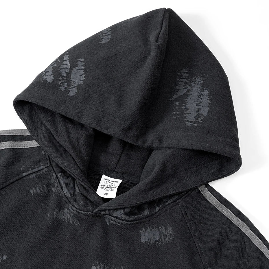 Coal Black Striped Sleeves Hoodie , - Streetwear Hoodie - Slick Street